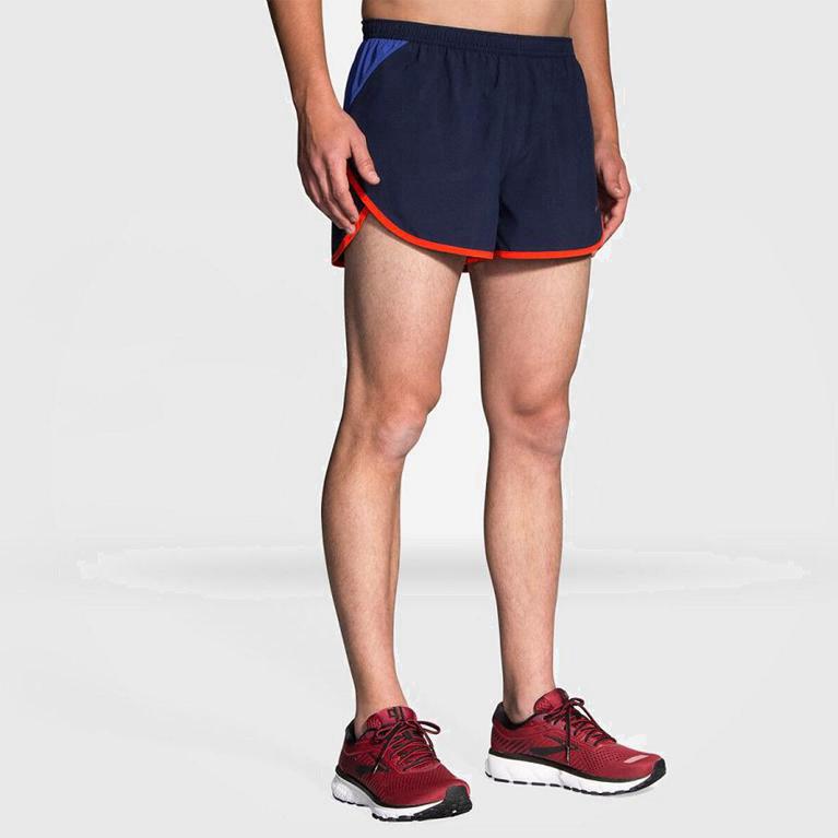 Brooks Hightail 3 Split Israel - Men's Running Shorts - Blue (65432-NGLE)
